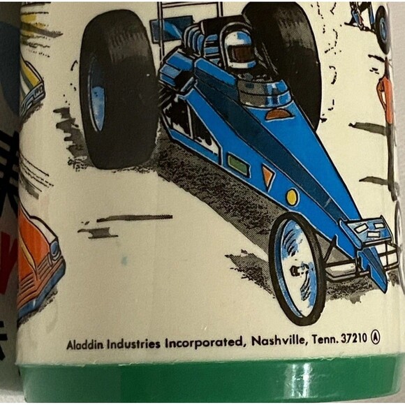 Vintage 1975 Rare ALADDIN INDUSTRIES DRAGSTRIP THERMOS With Green Cap AOP - Picture 15 of 16